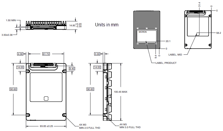 Plan mécanique - Micron Disques durs 7 500 — SSD